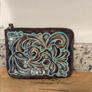 Patricia Nash Brown and Turquoise Leather Wallet